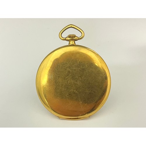 5083 - An early 20th Century Art Deco 18ct gold open-faced pocket watch of slim proportions, Swiss 17 jewel... 