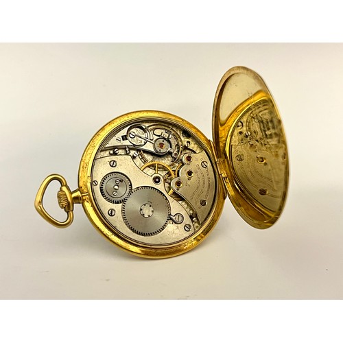 5083 - An early 20th Century Art Deco 18ct gold open-faced pocket watch of slim proportions, Swiss 17 jewel... 