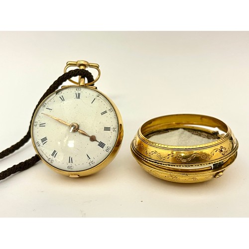 5054 - THOMAS FARRER OF SAXMUNDHAM, SUFFOLK: A George III 18ct gold pair cased pocket watch, fusee driven w... 