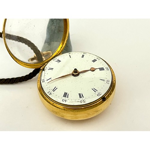 5054 - THOMAS FARRER OF SAXMUNDHAM, SUFFOLK: A George III 18ct gold pair cased pocket watch, fusee driven w... 