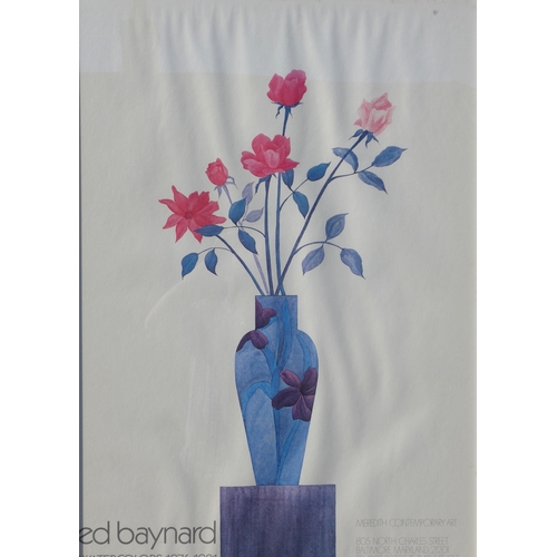 1538 - A framed and glazed exhibition poster - Ed Baynard, Watercolours 1976-1981, Meredith Contemporary Ar... 