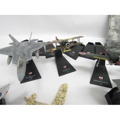 9341 - A boxed Amer 1:72 scale diecast 1945 Grumman F6F Hellcat, together with twenty-two other unboxed die... 