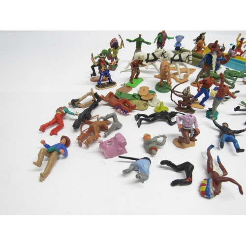 9165 - A collection of playworn Timpo, Britains and other plastic figures and accessories, predominantly co... 