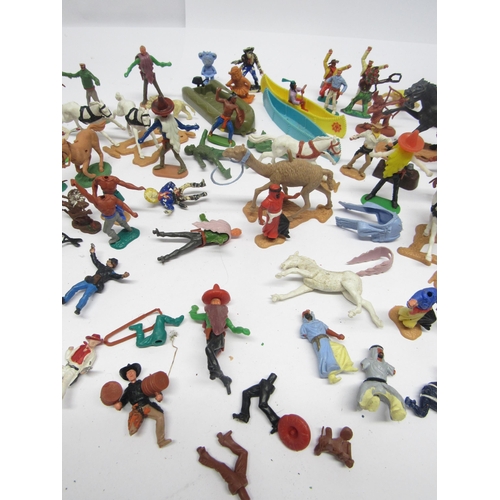 9165 - A collection of playworn Timpo, Britains and other plastic figures and accessories, predominantly co... 