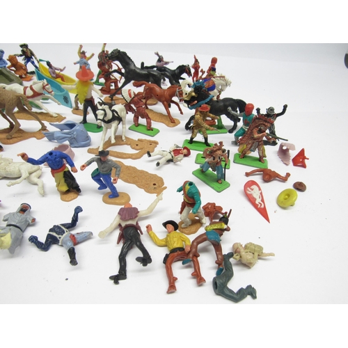 9165 - A collection of playworn Timpo, Britains and other plastic figures and accessories, predominantly co... 