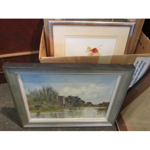 1066 - A selection of watercolours, oils and a print including IVAN LILLEY: 