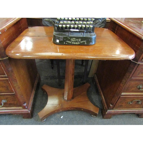 1091 - A Victorian occasional table with facet column on quatreform base, 70cm tall x 65cm long x 47cm wide