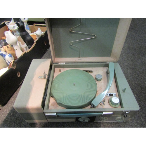 1189 - A 1960's Crown portable record player and two boxes of miscellaneous LP's and 45rpm records