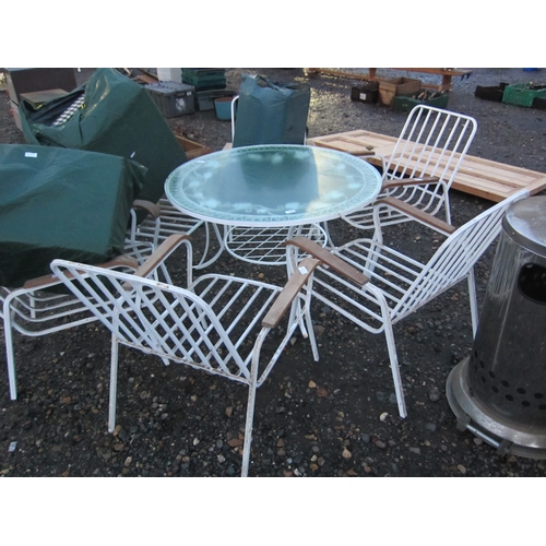 3394 - A set of six 1970's metal garden chairs and table