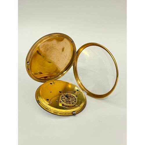 5025 - GREGSON A PARIS: A 19th Century Continental 18ct gold and enamelled open-faced pocket watch, full pl... 