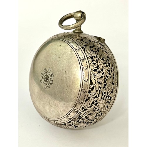 5281 - TURET (THURET) A PARIS: A late 17th Century silver pair cased pocket watch, the outer case with repo... 