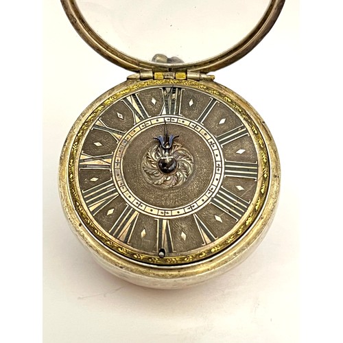 5271 - SIGNED FRA. COLMAN, IPSWICH: A late 17th Century silver pair cased pocket watch, the outer case with... 