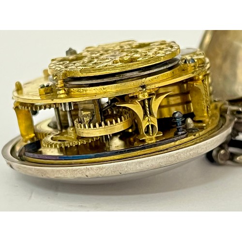 5271 - SIGNED FRA. COLMAN, IPSWICH: A late 17th Century silver pair cased pocket watch, the outer case with... 