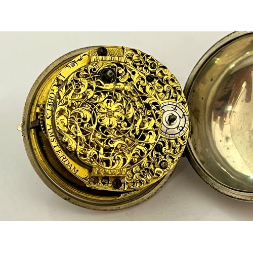 5273 - I GOBELS OF AMSTERDAM: An 18th Century Dutch silver pair cased pocket watch thought to be by Jan Gob... 