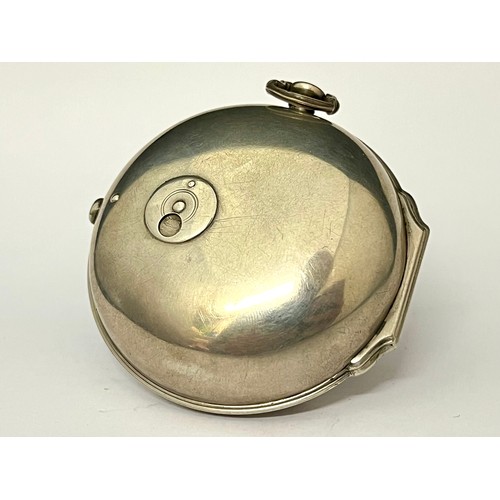 5266 - PETER GARON OF LONDON: A 17th Century English silver cased pocket watch, double-hinged case, plain o... 