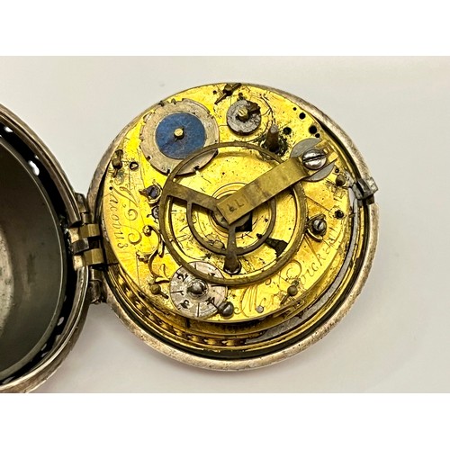 5115 - A late 17th Century silver double-hinge pocket watch for restoration, pierced foliate detail, no dia... 