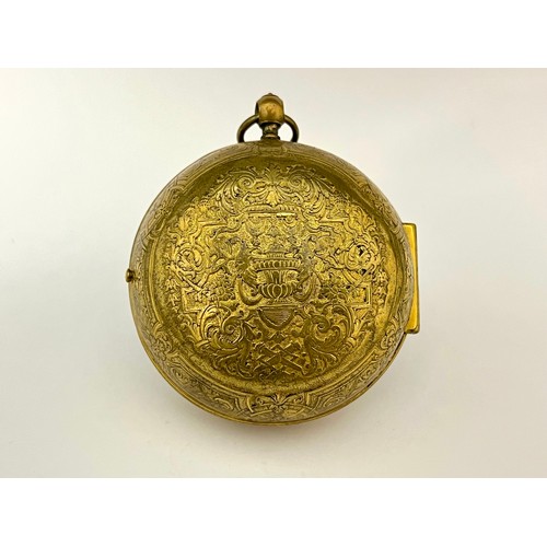 5207 - DECOVIGNY OF PARIS: A late 17th / early 18th Century French Oignon brass cased and double hinged cas... 