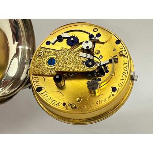 5168 - GEORGE YONGE & SON OF LONDON: A 19th Century silver cased open-faced chronometer pocket watch, ename... 