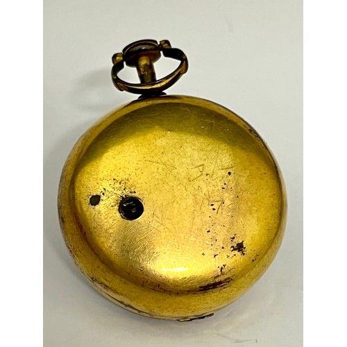 5229 - WILLIAM BARNARD OF LONDON: An 18th Century gilt metal and tortoiseshell pair cased pocket watch, ena... 