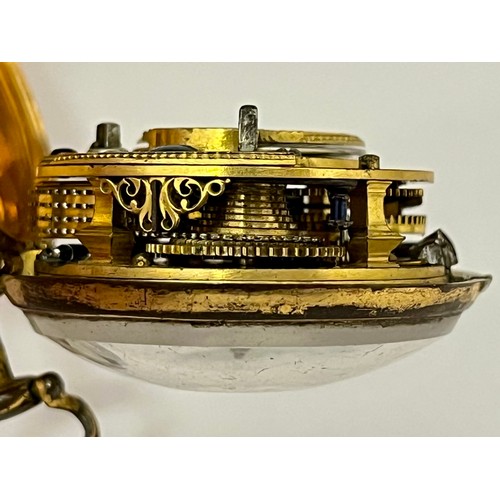 5229 - WILLIAM BARNARD OF LONDON: An 18th Century gilt metal and tortoiseshell pair cased pocket watch, ena... 