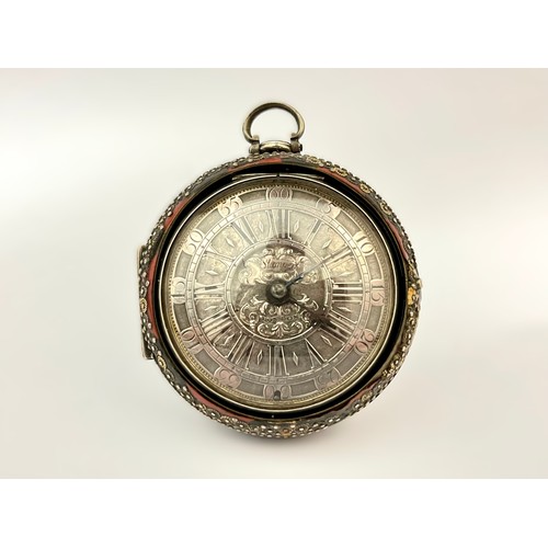 5265 - FRANCIS STAMPER OF LONDON: A late 17th / early 18th Century silver pair cased pocket watch, the oute... 