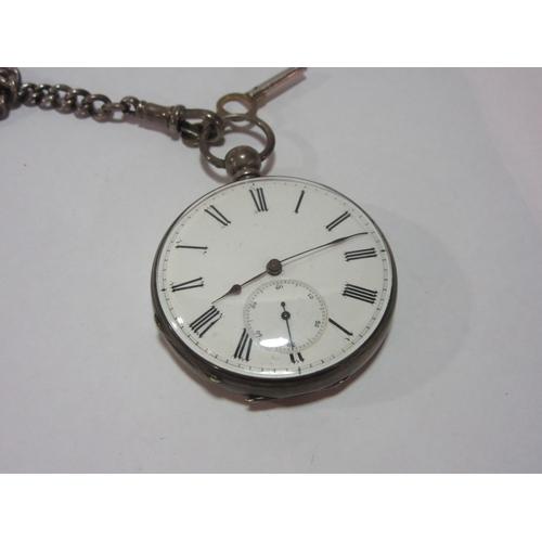 1380 - A pocket watch on silver chain with shield Albert