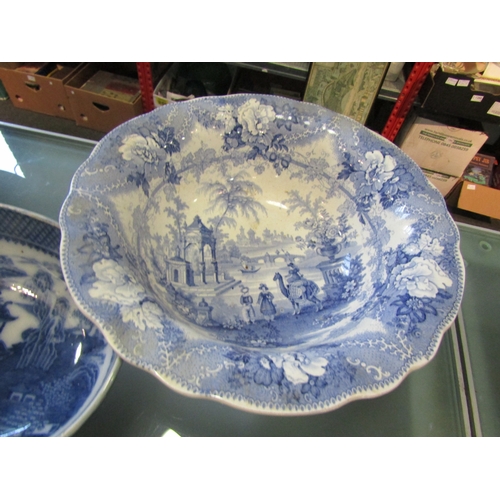 1221 - Two blue and white bowls to include Mason's Ironstone (large hairlines) with another (a/f) (3)