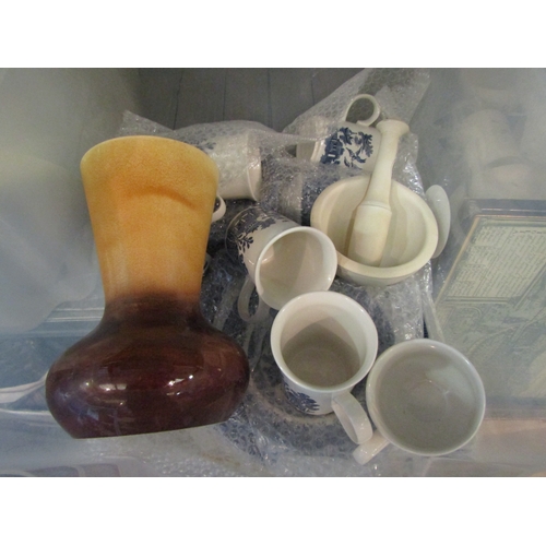 1278 - Three boxes containing a mixed lot including Mason Cash pestle and mortar, Doulton 