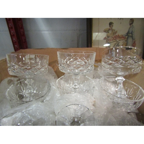 1285 - A set of six crystal glass sundae dishes and a similar set