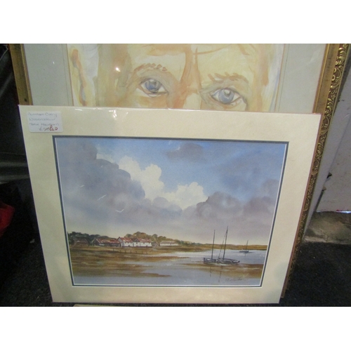 1307 - A selection of mostly unframed mounted watercolours and prints together with a signed watercolour po... 