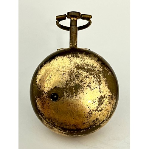 5235 - F. THOMPSON OF LONDON: An 18th Century gilt metal and tortoiseshell pair cased pocket watch, pictori... 