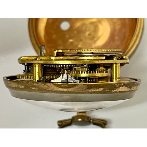 5235 - F. THOMPSON OF LONDON: An 18th Century gilt metal and tortoiseshell pair cased pocket watch, pictori... 