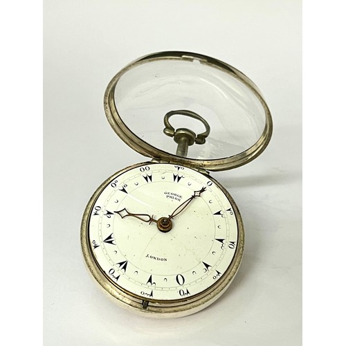 5225 - GEORGE PRIOR OF LONDON: An early 18th Century silver and tortoiseshell triple cased pocket watch, en... 