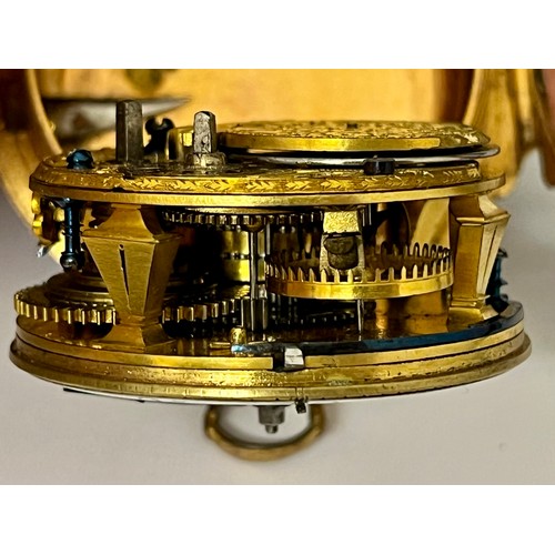 5238 - CLAUDE VIET OF LONDON: An 18th Century gilt metal and studded leather double-hinged pocket watch, en... 