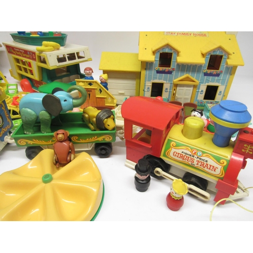 9073 - A collection of vintage Fisher Price toys, comprising Circus Train with animals, Play Family School,... 