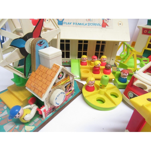 9073 - A collection of vintage Fisher Price toys, comprising Circus Train with animals, Play Family School,... 