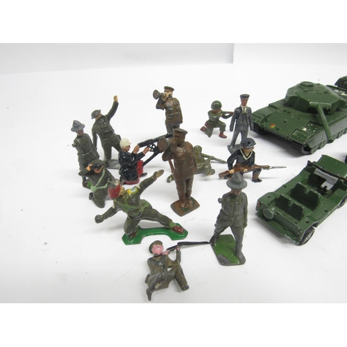 9360 - Assorted military diecast vechicles including Dinky, Lone Star and Matchbox, and a quantity of lead ... 