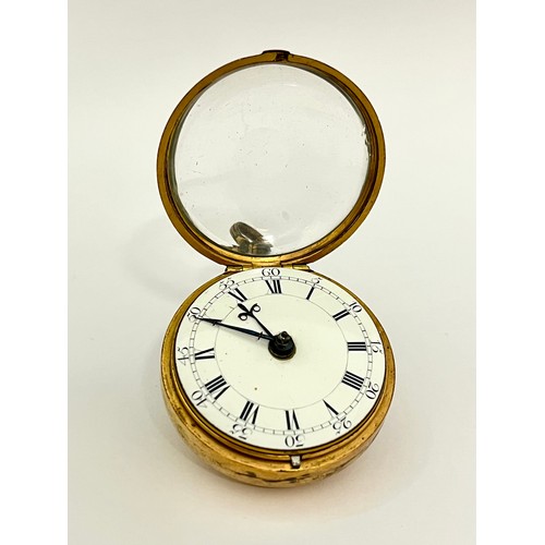 5220 - JOHNSON OF GRAYS INN PASSAGE: An 18th Century gilt metal and shagreen pair cased pocket watch, ename... 