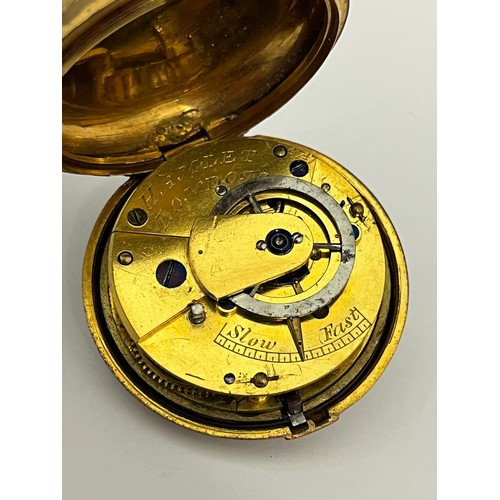 5218 - HAMLET OF LONDON: A late 18th / early 19th Century gilt metal and tortoiseshell pair cased pocket wa... 