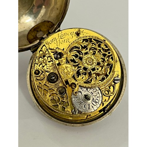 5173 - A late 18th/early 19th Century silver pair cased pocket watch, enamelled Roman dial with blued steel... 