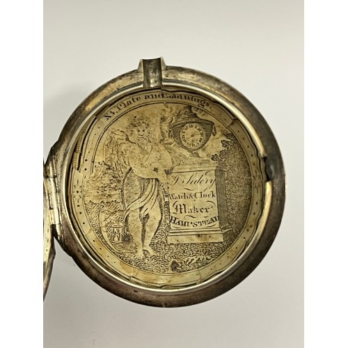 5177 - JOHN FLOOK OF LONDON: A late 18th/early 19th Century silver pair cased pocket watch, enamelled Roman... 