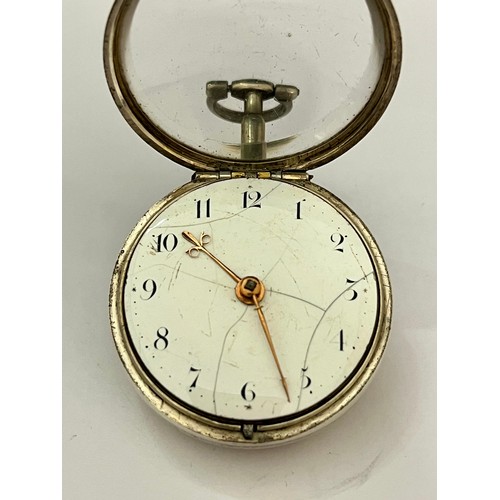 5169 - STEPHEN WILMSHURST OF READING: A late 18th/early 19th Century silver pair cased pocket watch, enamel... 