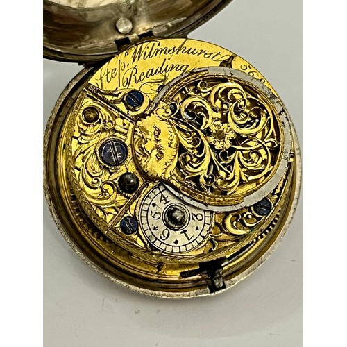 5169 - STEPHEN WILMSHURST OF READING: A late 18th/early 19th Century silver pair cased pocket watch, enamel... 