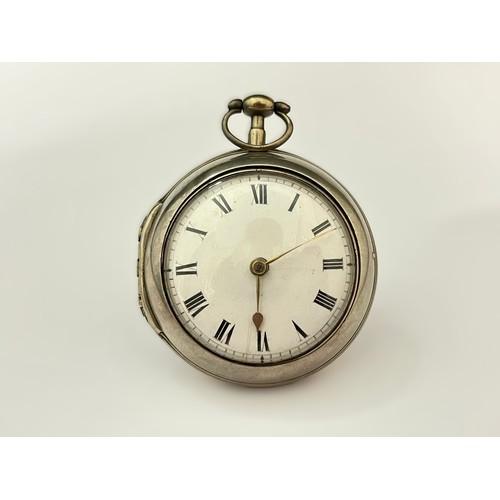 5174 - GEORGE ALLEN OF LONDON: A late 18th/early 19th Century silver pair cased pocket watch, enamelled Rom... 