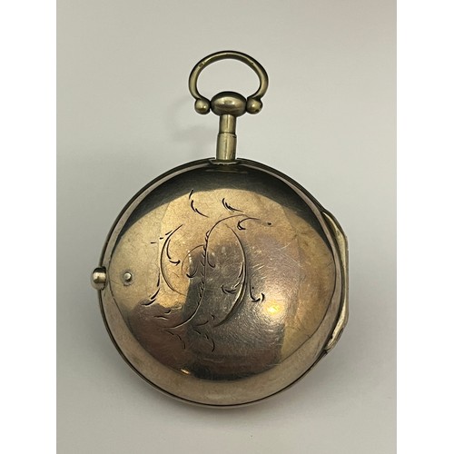 5178 - JOHN WATSON OF LONDON: A late 18th/early 19th Century silver pair cased pocket watch, enamelled Roma... 