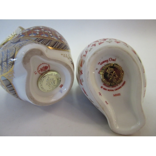 1429 - Two Royal Crown Derby Owl paperweights with stoppers, Tawny Owl and Barn Owl