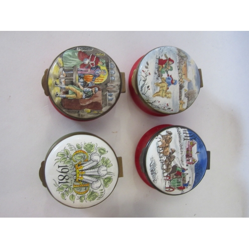 1438 - Eight Crummles Christmas themed enamel patch boxes, a ceramic and a marble inlaid trinket pot (10)