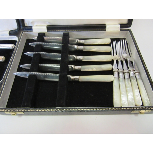 1448 - A quantity of cased cutlery sets including mother-of-pearl handled fruit set