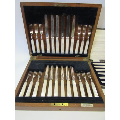 1448 - A quantity of cased cutlery sets including mother-of-pearl handled fruit set