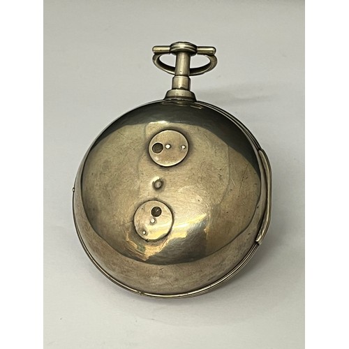 5154 - SIGNED BEAUVAIS: A late 18th/early 19th Century silver double hinge repeating pocket watch, enamelle... 